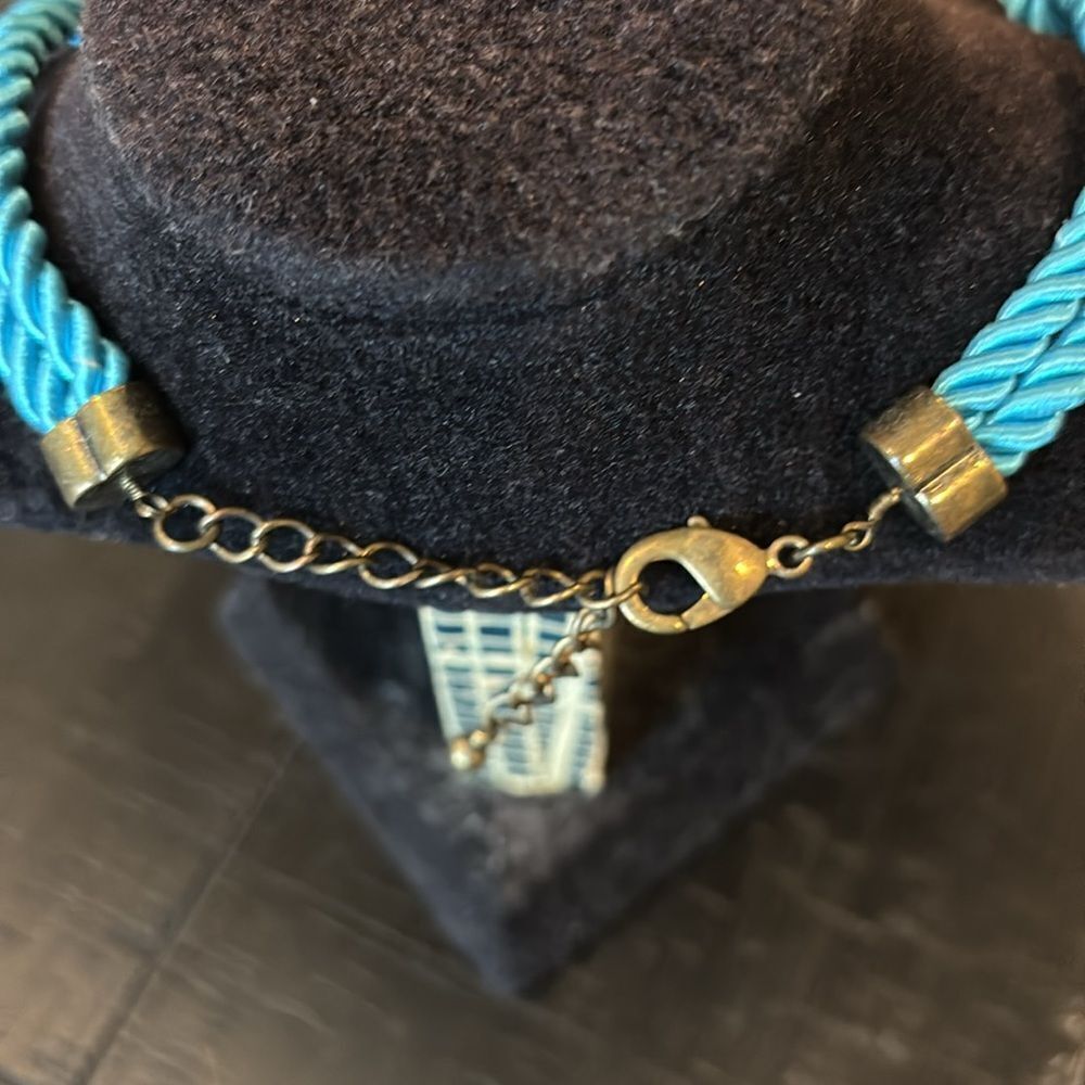 H&M Rhinestone Blue Multicolour Rhinestone Studded Rope Necklace Spring - Picture 6 of 13